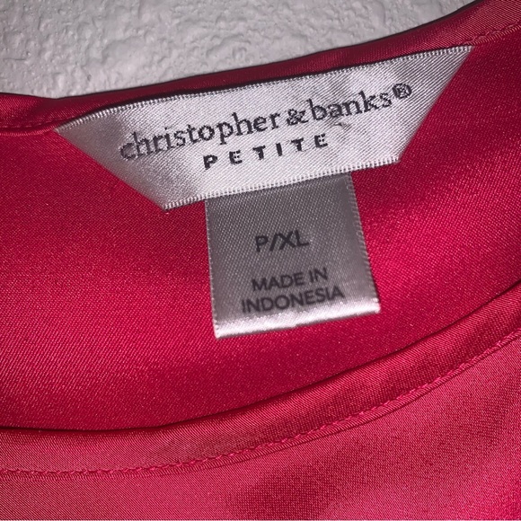 Christopher & Banks Petite XL Ruffle Look Fuchsia Pink Blouse - Picture 2 of 9